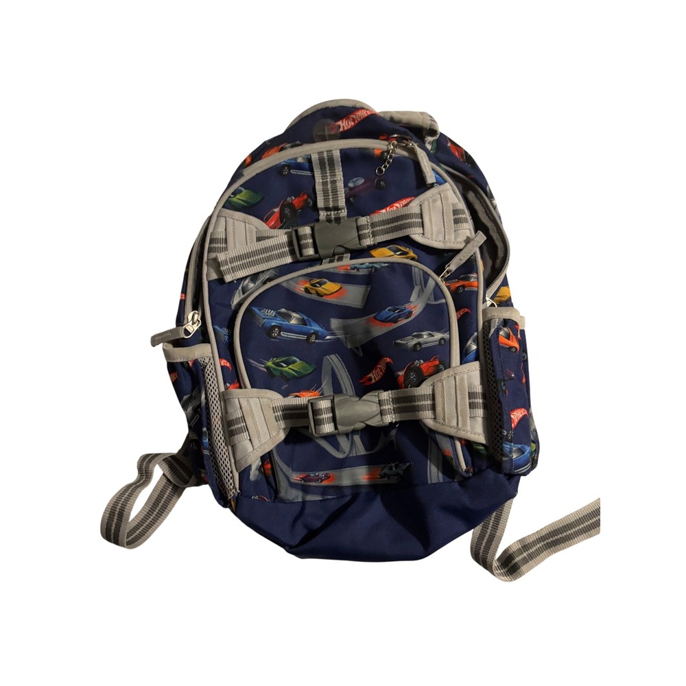 Pottery Barn Kids x Hot Wheels Backpack Race Car Print Blue Straps School Bag